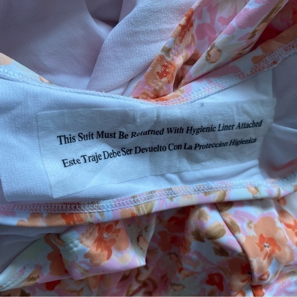 NWT Kona Sol peach pink florals one shoulder full coverage size 22W - Picture 6 of 11